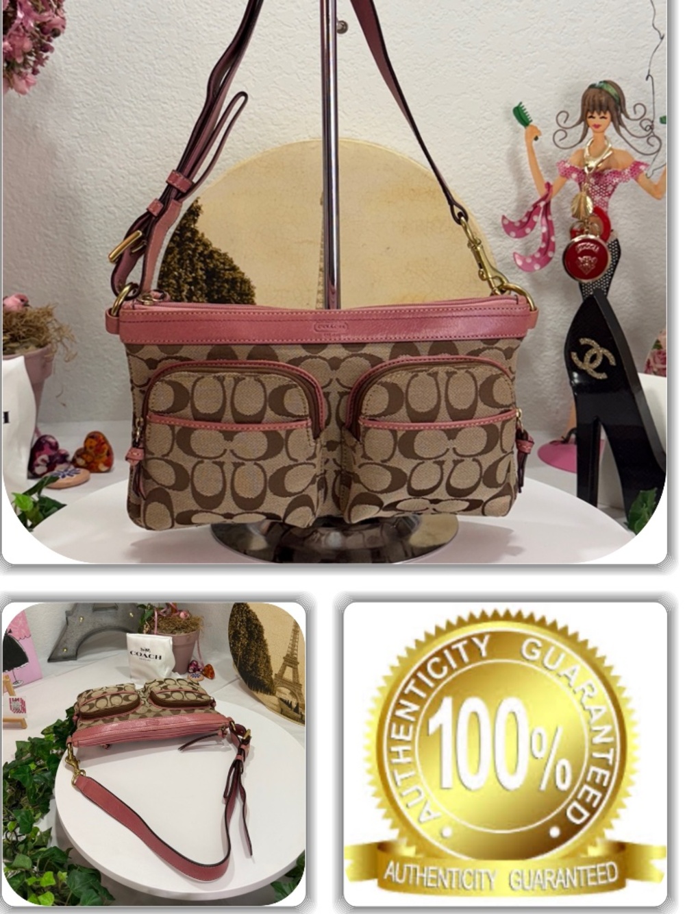 COUTURE COACH KANGAROO PINK MONOGRAM BUM/FANNY-BELT BAG HANDBAG! (RARE)